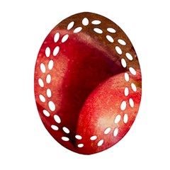 Three Red Apples Ornament (oval Filigree) by FunnyCow