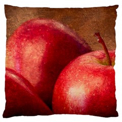 Three Red Apples Large Cushion Case (one Side) by FunnyCow