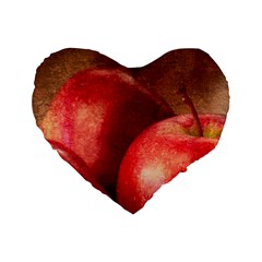 Three Red Apples Standard 16  Premium Heart Shape Cushions by FunnyCow