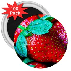 Red Strawberries 3  Magnets (100 Pack) by FunnyCow