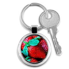 Red Strawberries Key Chains (round)  by FunnyCow