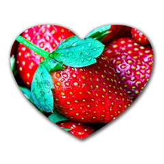 Red Strawberries Heart Mousepads by FunnyCow