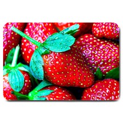 Red Strawberries Large Doormat  by FunnyCow