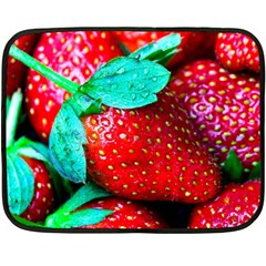 Red Strawberries Double Sided Fleece Blanket (mini)  by FunnyCow