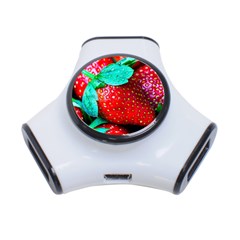 Red Strawberries 3-port Usb Hub by FunnyCow