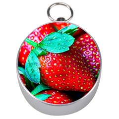 Red Strawberries Silver Compasses by FunnyCow