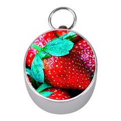 Red Strawberries Mini Silver Compasses