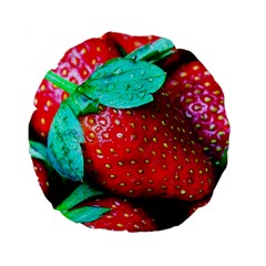 Red Strawberries Standard 15  Premium Flano Round Cushions by FunnyCow