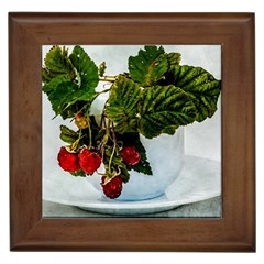 Red Raspberries In A Teacup Framed Tiles by FunnyCow