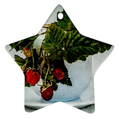 Red Raspberries In A Teacup Ornament (star) by FunnyCow