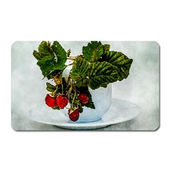 Red Raspberries In A Teacup Magnet (rectangular) by FunnyCow