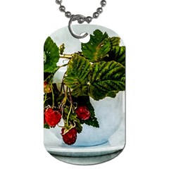 Red Raspberries In A Teacup Dog Tag (one Side) by FunnyCow