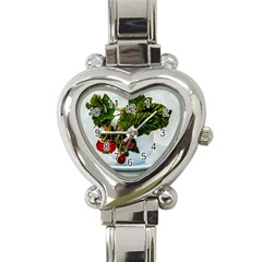 Red Raspberries In A Teacup Heart Italian Charm Watch by FunnyCow