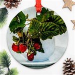 Red Raspberries In A Teacup Round Ornament (Two Sides) Front