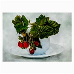 Red Raspberries In A Teacup Large Glasses Cloth Front