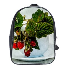 Red Raspberries In A Teacup School Bag (large) by FunnyCow