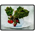 Red Raspberries In A Teacup Fleece Blanket (Large)  80 x60  Blanket Front