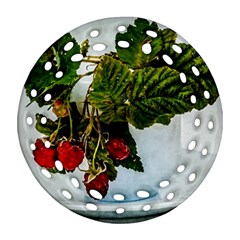 Red Raspberries In A Teacup Ornament (round Filigree) by FunnyCow