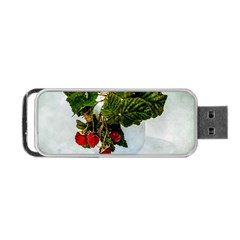 Red Raspberries In A Teacup Portable Usb Flash (one Side) by FunnyCow