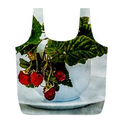 Red Raspberries In A Teacup Full Print Recycle Bag (l) by FunnyCow