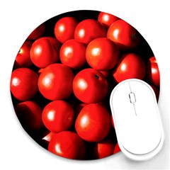 Pile Of Red Tomatoes Round Mousepads by FunnyCow