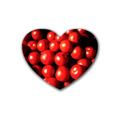 Pile Of Red Tomatoes Rubber Coaster (heart)  by FunnyCow