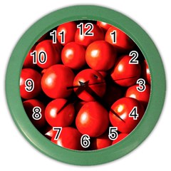 Pile Of Red Tomatoes Color Wall Clock by FunnyCow