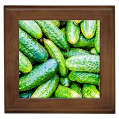 Pile Of Green Cucumbers Framed Tiles by FunnyCow