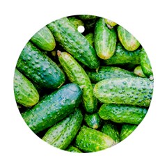 Pile Of Green Cucumbers Ornament (round) by FunnyCow