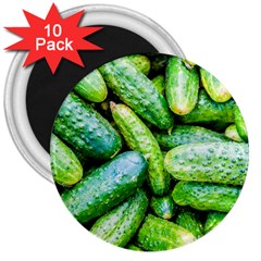 Pile Of Green Cucumbers 3  Magnets (10 Pack)  by FunnyCow