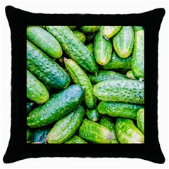 Pile Of Green Cucumbers Throw Pillow Case (black) by FunnyCow