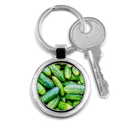 Pile Of Green Cucumbers Key Chains (round)  by FunnyCow