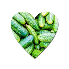 Pile Of Green Cucumbers Heart Magnet by FunnyCow