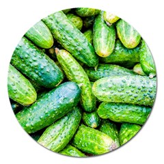 Pile Of Green Cucumbers Magnet 5  (round) by FunnyCow