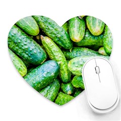 Pile Of Green Cucumbers Heart Mousepads by FunnyCow