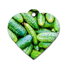 Pile Of Green Cucumbers Dog Tag Heart (two Sides) by FunnyCow