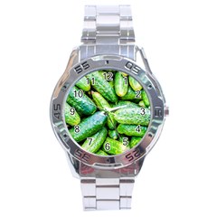 Pile Of Green Cucumbers Stainless Steel Analogue Watch by FunnyCow