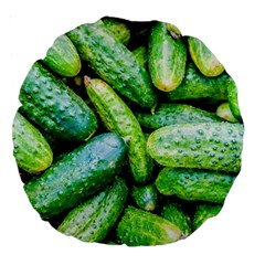 Pile Of Green Cucumbers Large 18  Premium Round Cushions by FunnyCow