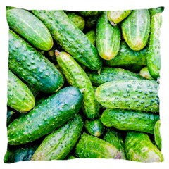 Pile Of Green Cucumbers Large Flano Cushion Case (two Sides) by FunnyCow