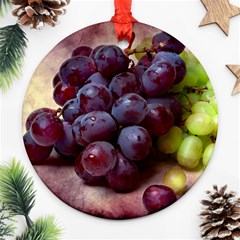 Red And Green Grapes Ornament (round) by FunnyCow