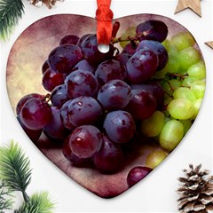 Red And Green Grapes Ornament (heart) by FunnyCow