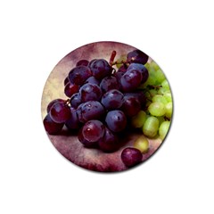 Red And Green Grapes Rubber Coaster (round)  by FunnyCow