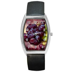 Red And Green Grapes Barrel Style Metal Watch by FunnyCow