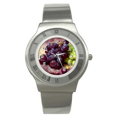 Red And Green Grapes Stainless Steel Watch by FunnyCow