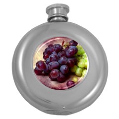 Red And Green Grapes Round Hip Flask (5 Oz) by FunnyCow