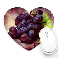 Red And Green Grapes Heart Mousepads by FunnyCow