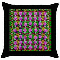 Roses And Other Flowers Love Harmony Throw Pillow Case (black) by pepitasart