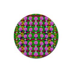 Roses And Other Flowers Love Harmony Rubber Coaster (round)  by pepitasart