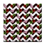 Cat Rose Chevron Tile Coasters Front