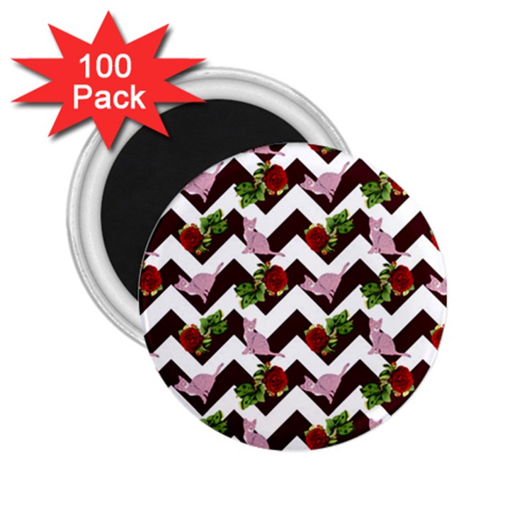 Cat Rose Chevron 2.25  Magnets (100 pack) 